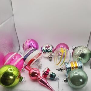 Colorful Christmas Ornaments Set All Vintage  Assortment Sold As Alot.